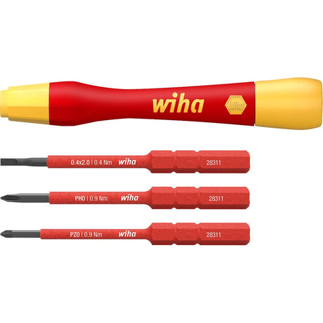 Wiha jeu de tournevis fins picofinish slimvario electric (rouge jaune, 4 pièces avec embouts fins)