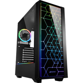 Boîtier tour midi Sharkoon rgb lit 100 (noir | 3x usb-a | rgb | fenêtre)