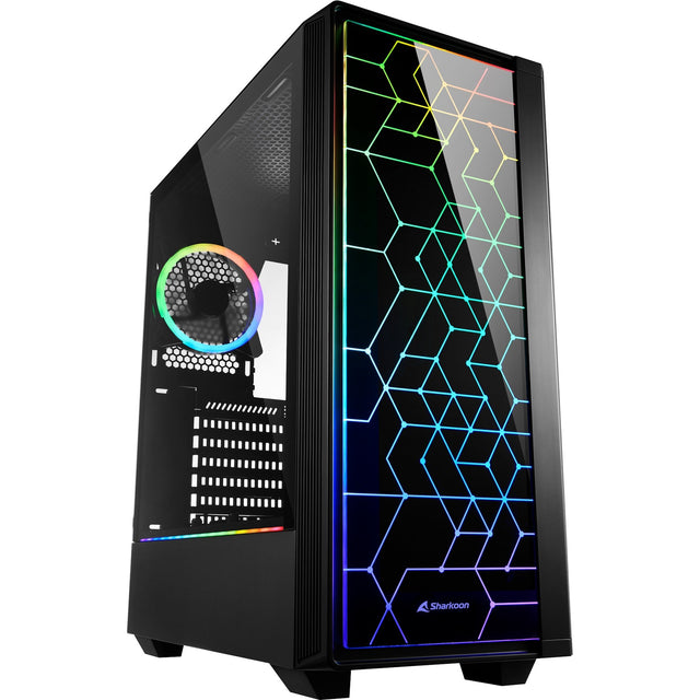 Boîtier tour midi Sharkoon rgb lit 100 (noir | 3x usb-a | rgb | fenêtre)