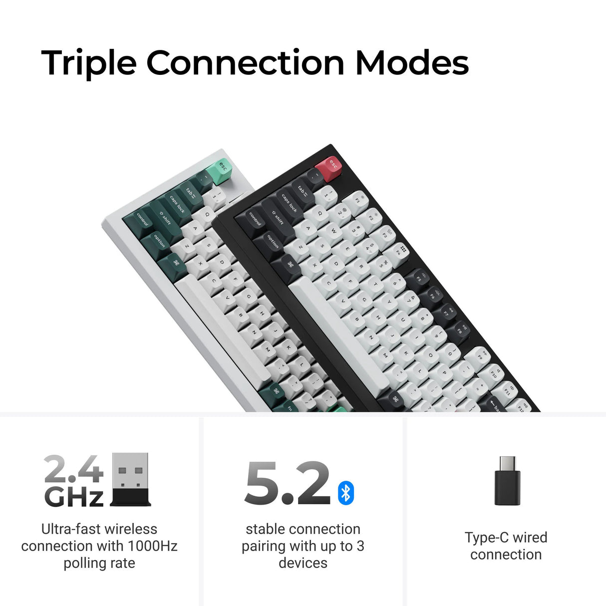 Clavier personnalisé sans fil Keychron q5 he qmk (noir, disposition américaine (qwerty), nébuleuse magnétique à double rail gateron, 96 %, LED RVB, pbt double-shot osa, échange à chaud, bouton, 2,4 GHz | Bluetooth 5.1 | USB-C)