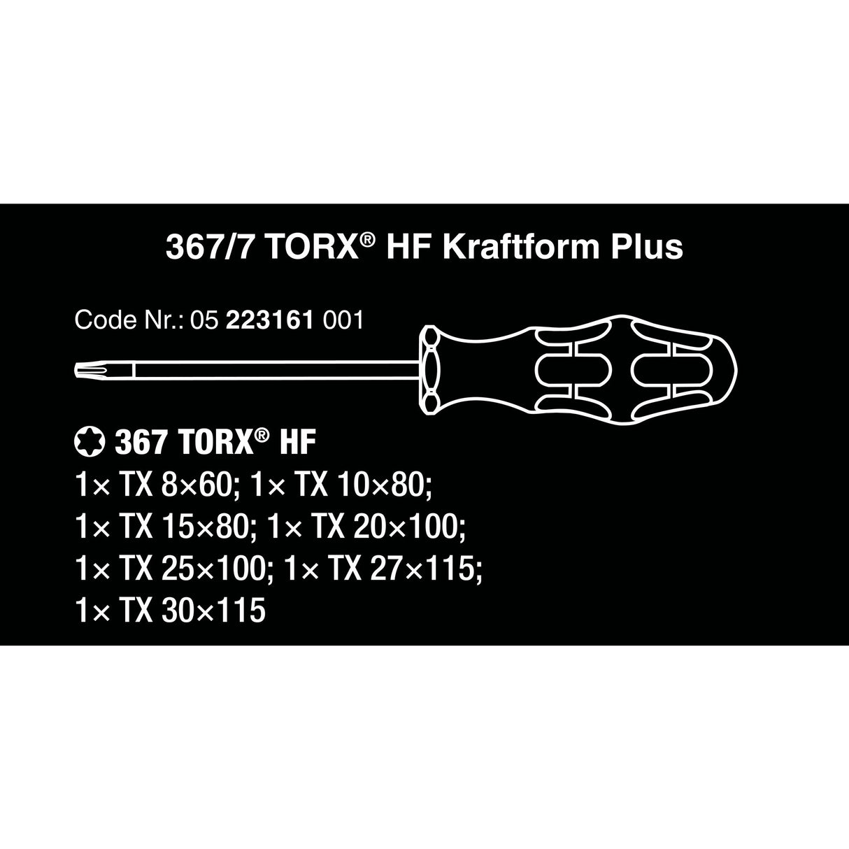 Wera 367 7 Torx HF Tournevis Set Kraftform Plus +