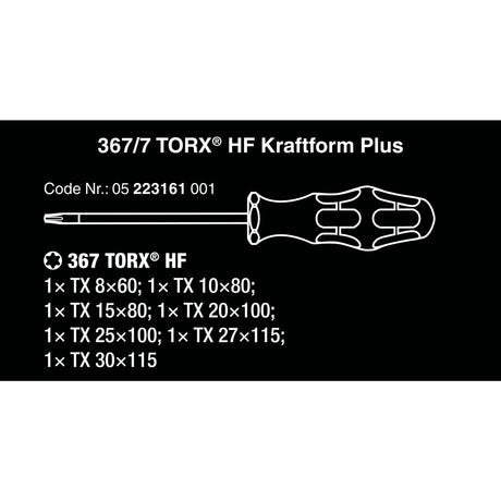 Wera 367 7 Torx HF Tournevis Set Kraftform Plus +