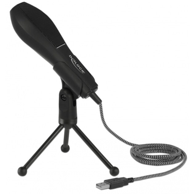 Delock Microphone à condensateur USB (noir, avec support de table)