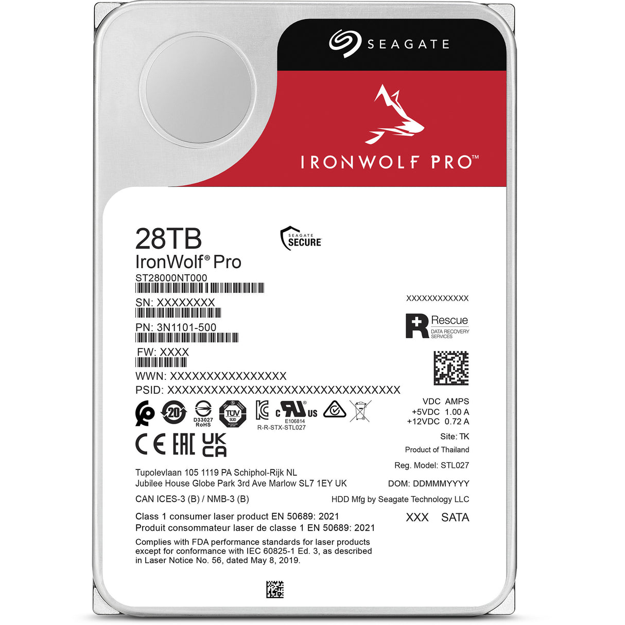 Disque dur Seagate ironwolf pro 28 To (ST28000NT000, SATA 600, 24 7)