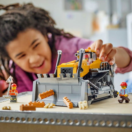 Bulldozer jaune Lego ® city, véhicule de chantier - 60466