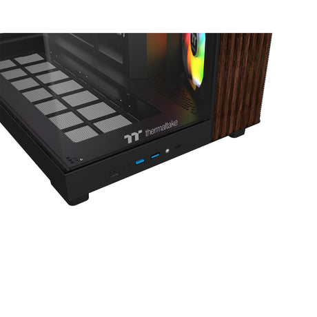 Boîtier tour MIDI Thermaltake View 380 XL WS ARGB (couleur bois noir | 2x USB-A | 1x USB-C | RVB | verre trempé)