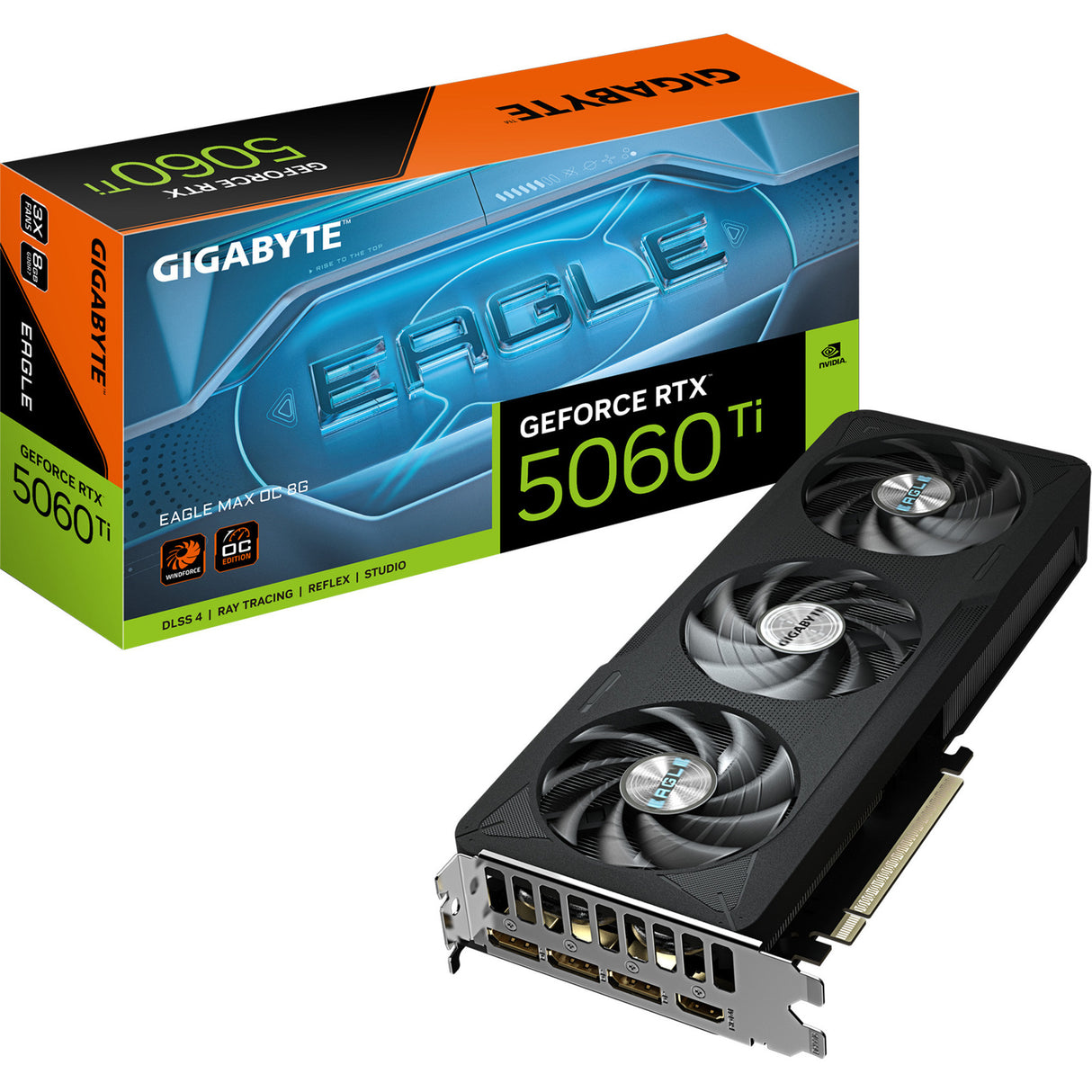 Carte graphique Gigabyte GeForce RTX 5060 Ti Eagle Max OC 8G (DLSS 4, 3x Display Port, 1x HDMI 2.1)