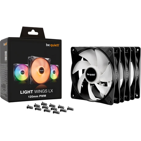 Soyez silencieux! Light Wings LX PWM RVB Ventilateurs de boîtier (Noir, 3 pièces, 120 x 120 x 25 mm)