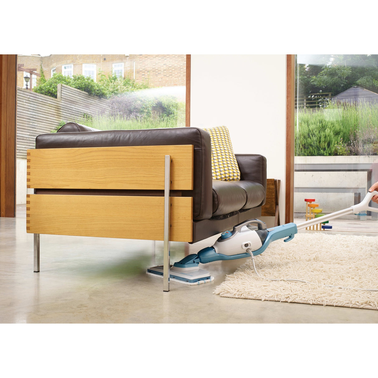 Balai vapeur Black+decker fsmh1321 1600w avec 6 accessoires nettoyeur vapeur (blanc bleu-gris)