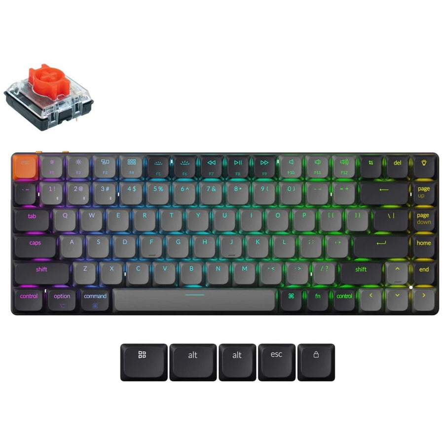 Clavier mécanique Keychron k3 qmk-b1 RVB (noir, disposition américaine (qwerty), rouge mécanique, 80 % (tkl), LED RVB, touches ABS, USB-C | Bluetooth 5.2)