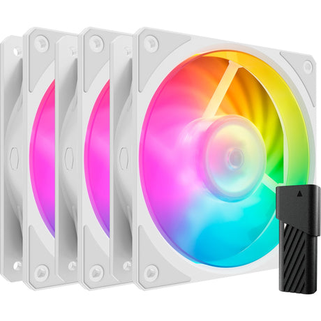 Cooler master mobius 120p argb 120x120x25 ventilateurs de boîtier (blanc, 3 pièces, 120 x 120 x 25 mm, pwm)