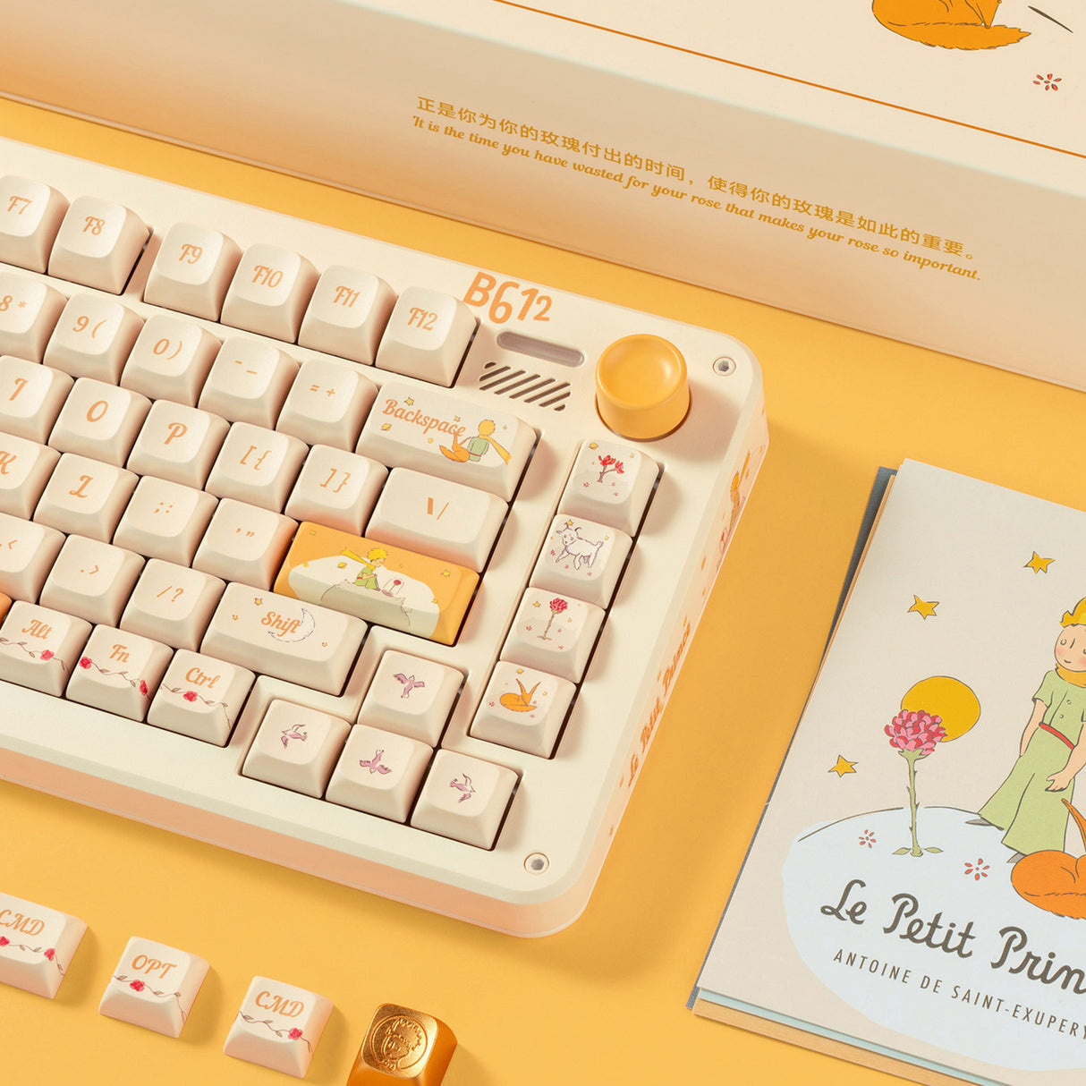 Clavier mécanique sans fil Iqunix zx75 Sunset Ponder (jaune clair, disposition américaine (qwerty), rouge gateron, 75 %, LED RVB, remplaçable à chaud, pbt double prise, 2,4 GHz | Bluetooth 5.1 | USB-C)