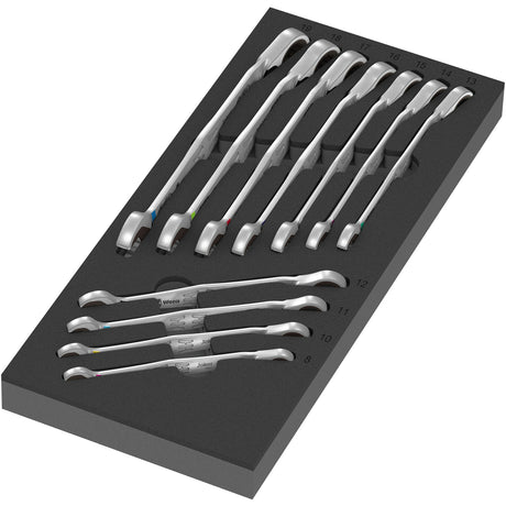 Wera 9733 insert en mousse avec jeu d'interrupteurs joker 6001 1, clé 11 pièces (gris noir)