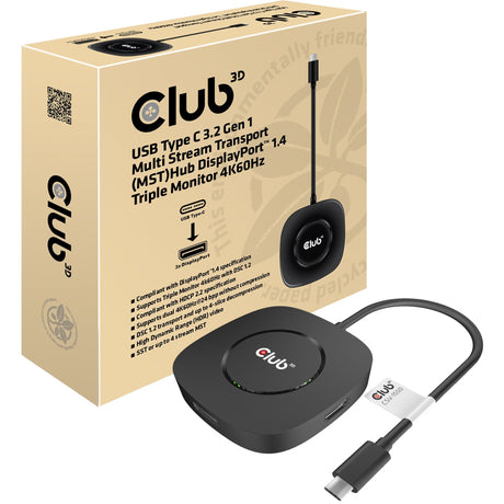 Adaptateur Club 3D USB-C 3.2 MST Hub DisplayPort 1.4 (noir)