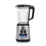 Princess 212094 mixeur solid pro (acier inoxydable noir, 1,75 litres | bloc de couteaux en acier inoxydable 6 couteaux | fonction de nettoyage automatique | pièces lavables au lave-vaisselle)