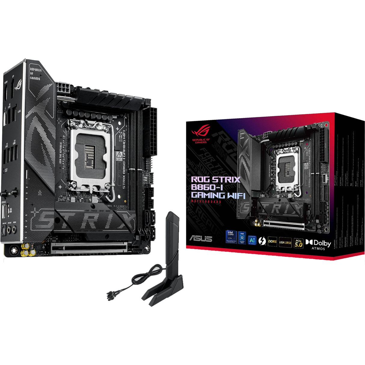 Carte mère Asus ROG Strix B860-I Gaming WiFi Socket 1851 (RAID, 2,5 Go-LAN, WiFi 7, BT, Son, Mini-ITX)