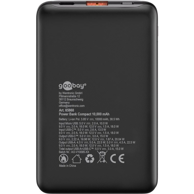 Goobay Powerbank compacte 10 000 mAh
