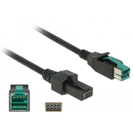 Delock câble USB alimenté mâle 12 V > 2 x 4 broches mâle pour imprimantes et terminaux POS (noir, 2 mètres)