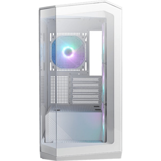 Boîtier tour midi Msi Mag Pano M100R PZ (blanc | 1x USB-A | 1x USB-C | RVB | Verre trempé)