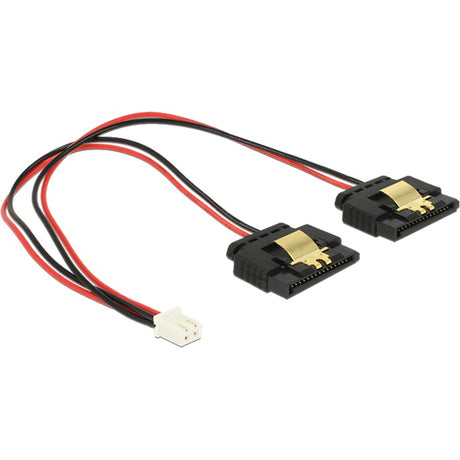 Delock alimentation 2 broches femelle > 2 x câble répartiteur SATA 15 broches (noir rouge, 0,2 mètre)
