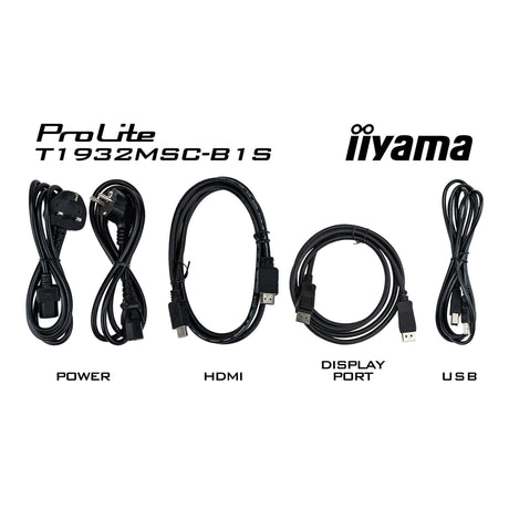 Moniteur à écran tactile Iiyama prolite t1932msc-b2s 19 (noir, VGA, HDMI, port d'affichage, audio, écran tactile)