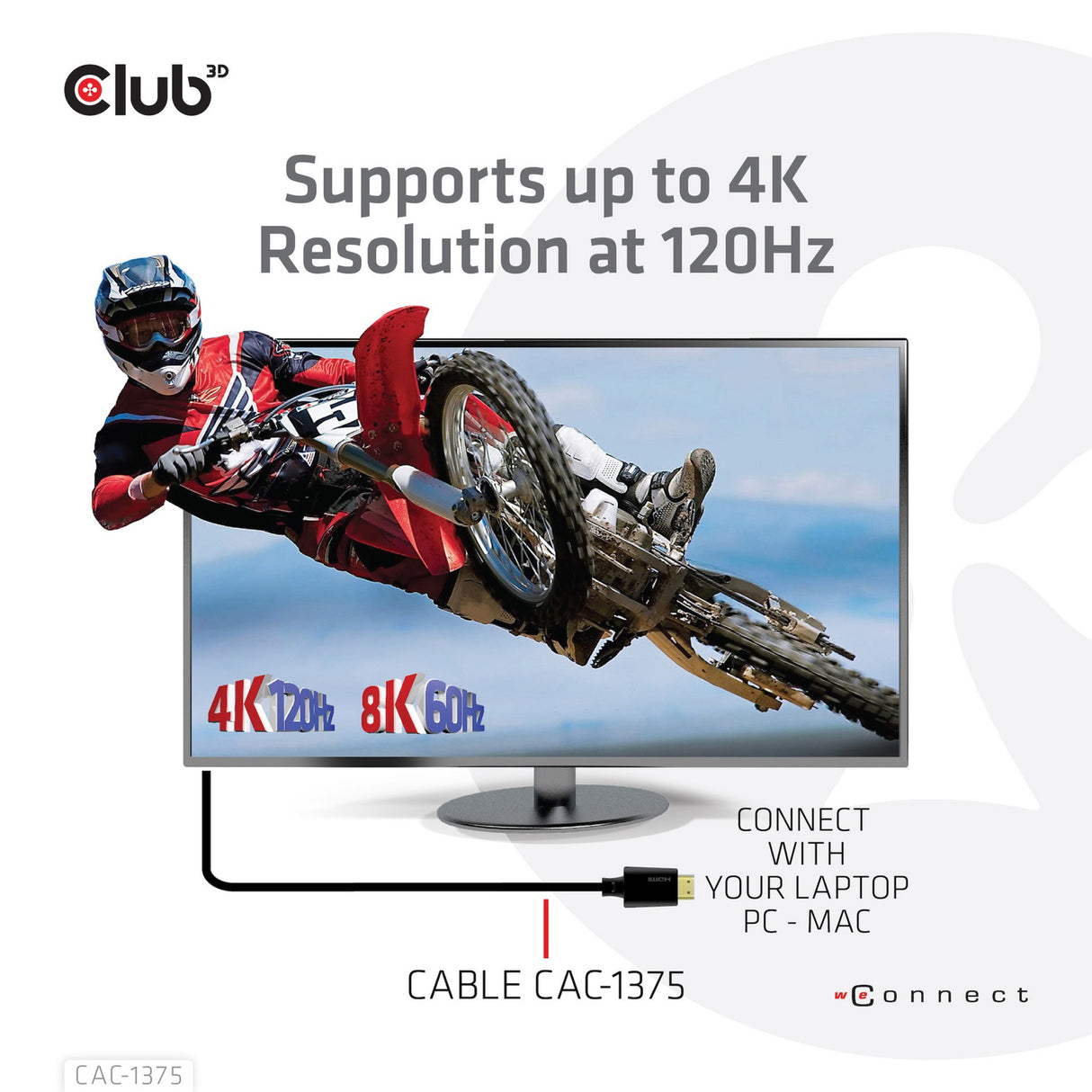 Câble certifié HDMI 2.1 ultra haut débit Club 3D mâle-mâle (noir, 5 mètres, 4K 120Hz, 8K 60Hz, 48Gbps)