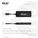 Adaptateur Club 3D USB-C vers Triple HDMI MST Hub 4K60Hz (Noir)