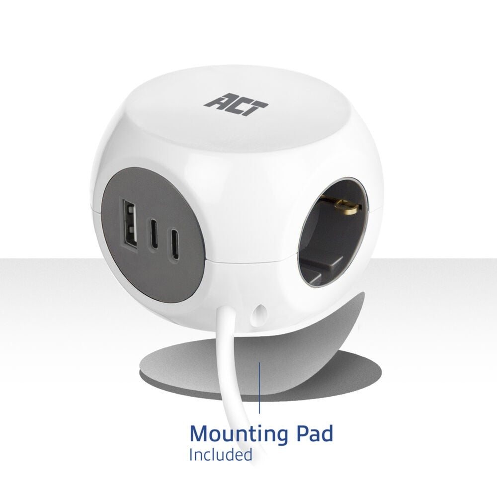Cube multiprise Act avec 3 prises (type f), 30w pd
