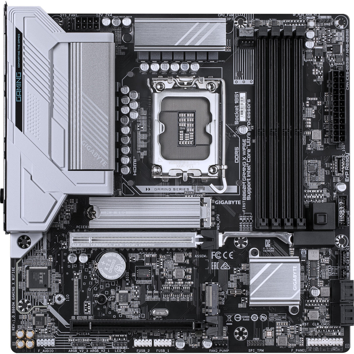 Carte mère Gigabyte B860M Gaming x WiFi 6E Socket 1851 (RAID, LAN 2,5 Go, WiFi 6E, BT, Son, µATX)