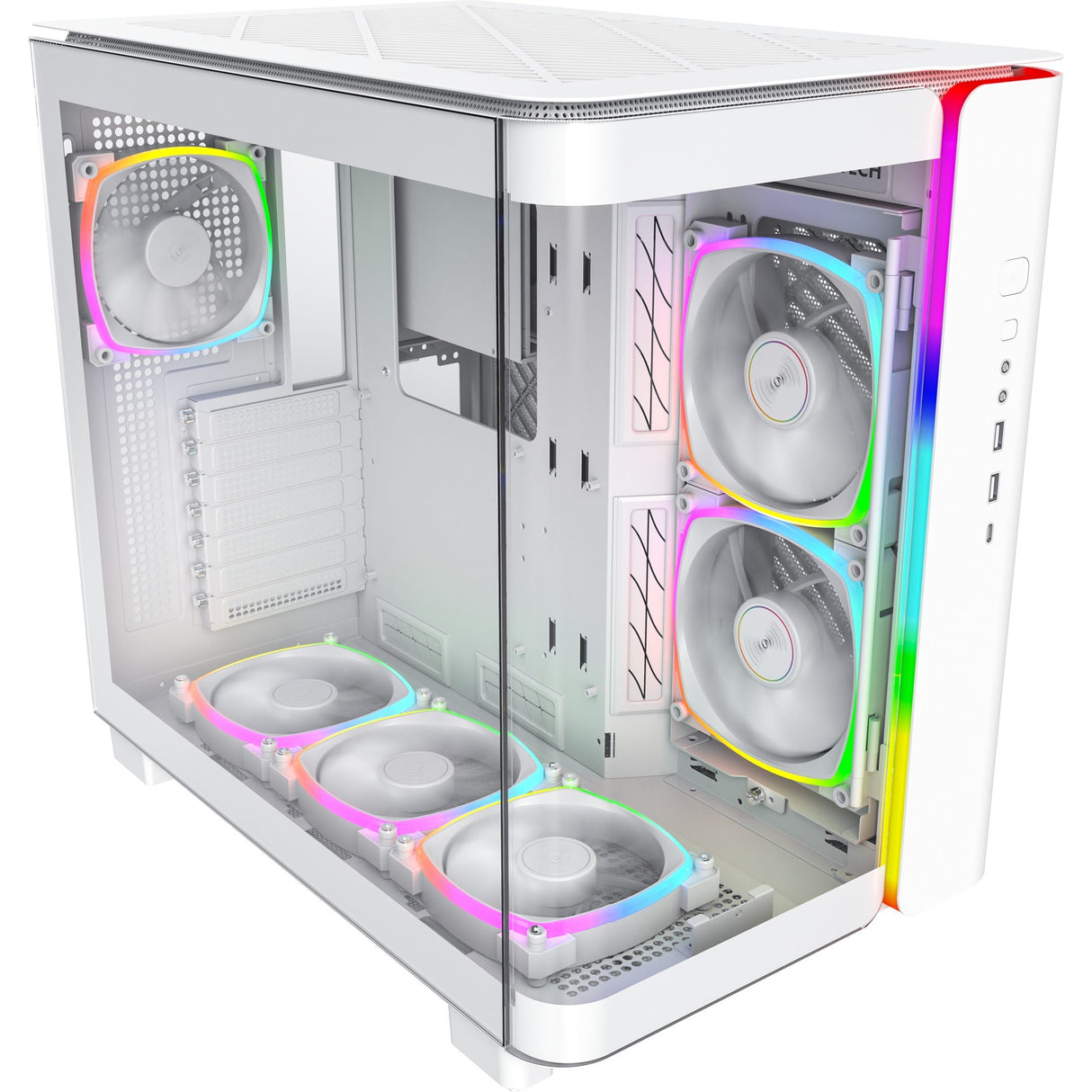 Boîtier tour midi Montech king 95 pro (blanc | 2x USB-A | 1x USB-C | RVB | verre trempé)