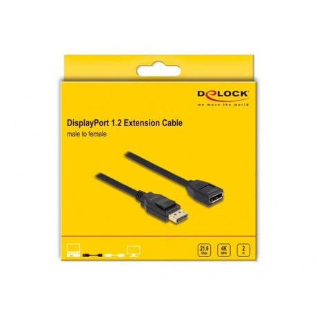 Delock câble d'extension displayport 1.2 (noir, 2 mètres, 4k 60 hz)