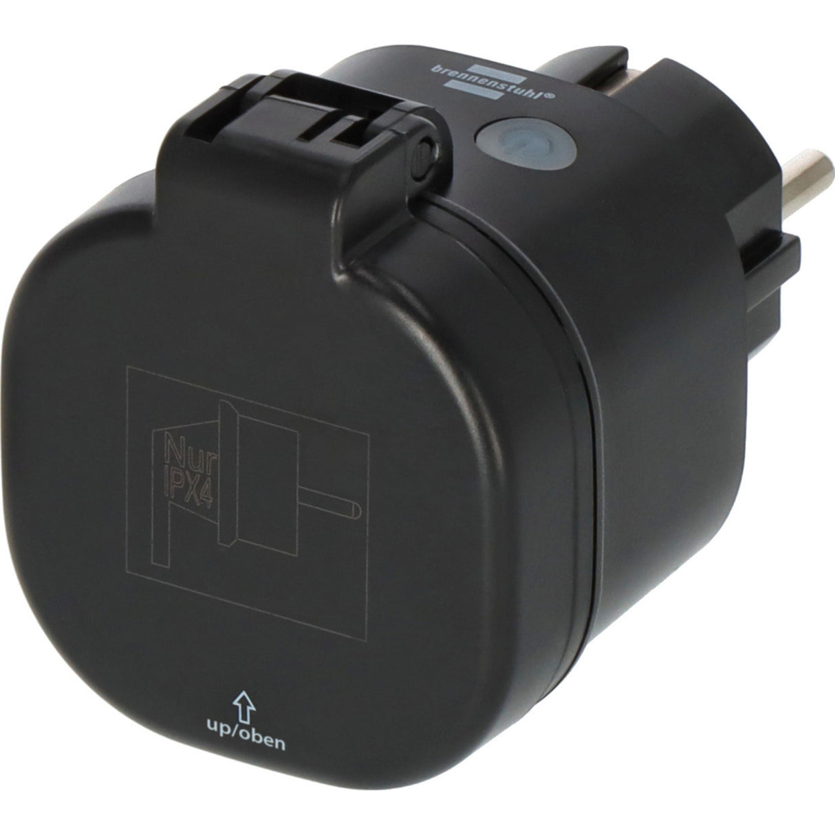 Brennerstuhl connect smart plug wa 3600 xs03 pour multiprise extérieure ip44 (noir, wifi 2,4 ghz, alexa, google, Matter)