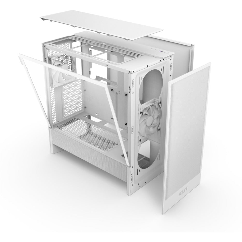 Boîtier tour midi Nzxt h5 flow v2 (blanc | 1x USB-A | 1x USB-C | verre trempé)