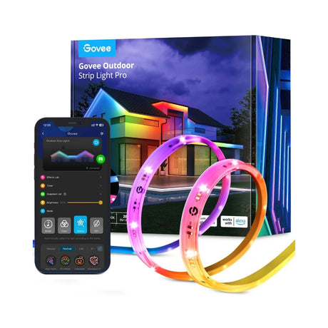 Bande LED extérieure intelligente Govee - 10 mètres ip65 - rgbicww - contrôle par application - alexa google