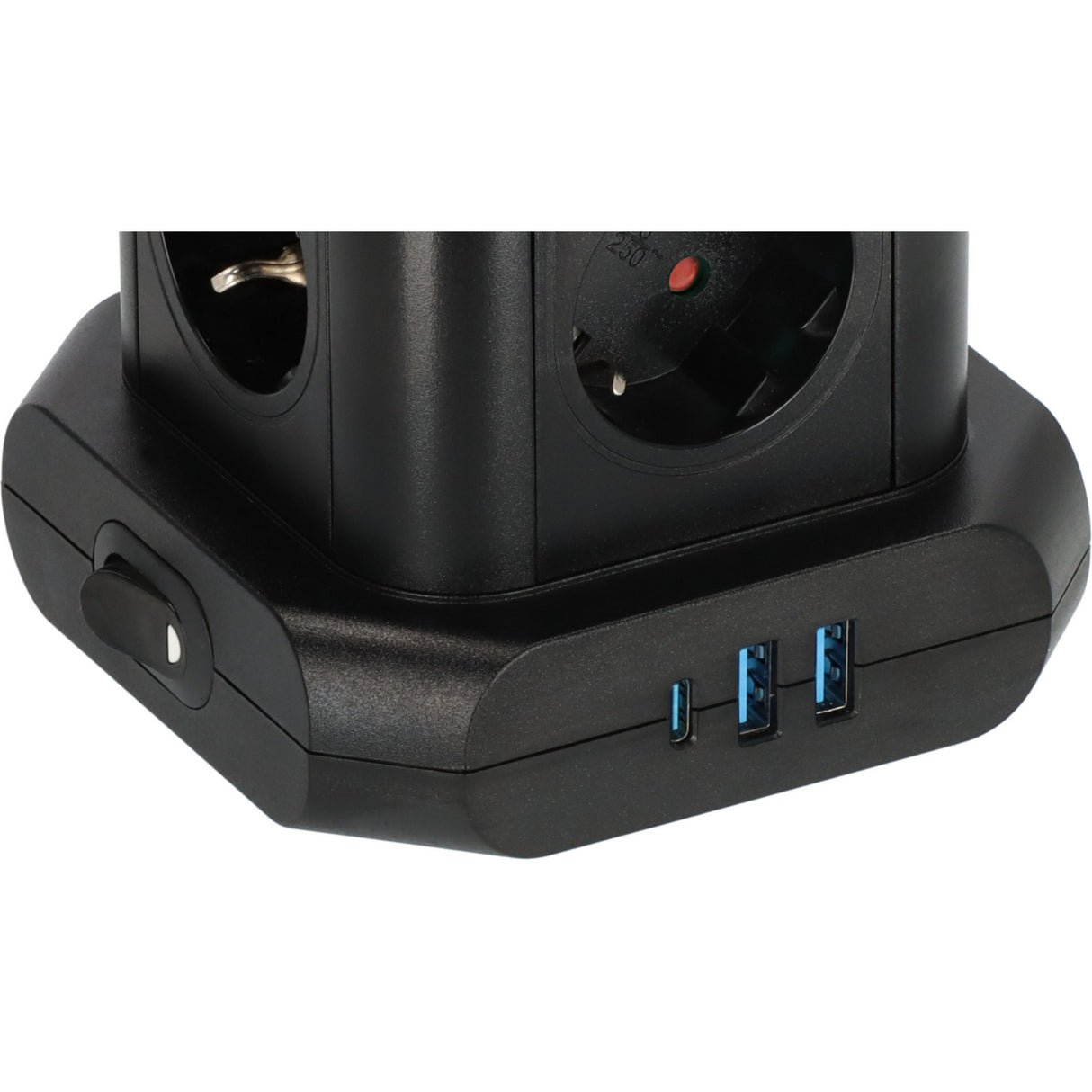 Tour multiprise Brennerstuhl avec 8 multiprises disposées à 45° (noir, 2x USB-A, 1x USB-C Power Delivery)