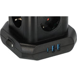 Tour multiprise Brennerstuhl avec 8 multiprises disposées à 45° (noir, 2x USB-A, 1x USB-C Power Delivery)