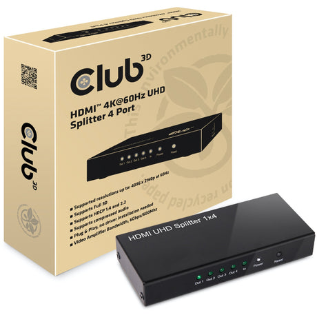 Répartiteur HDMI 2.0 UHD Club 3D 4 ports (noir)