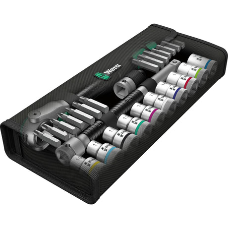Wera 8100 sc 6 jeu de cliquets rapides zyklop, 1 jeu d'outils à 2 entraînements (noir vert, 28 pièces)