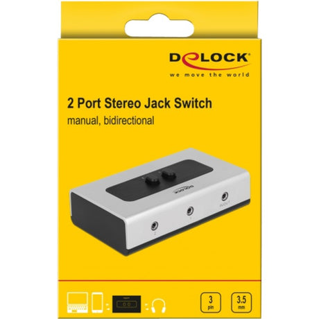 Delock interrupteur stéréo jack 3,5 mm 2 ports manuel bidirectionnel (gris noir)