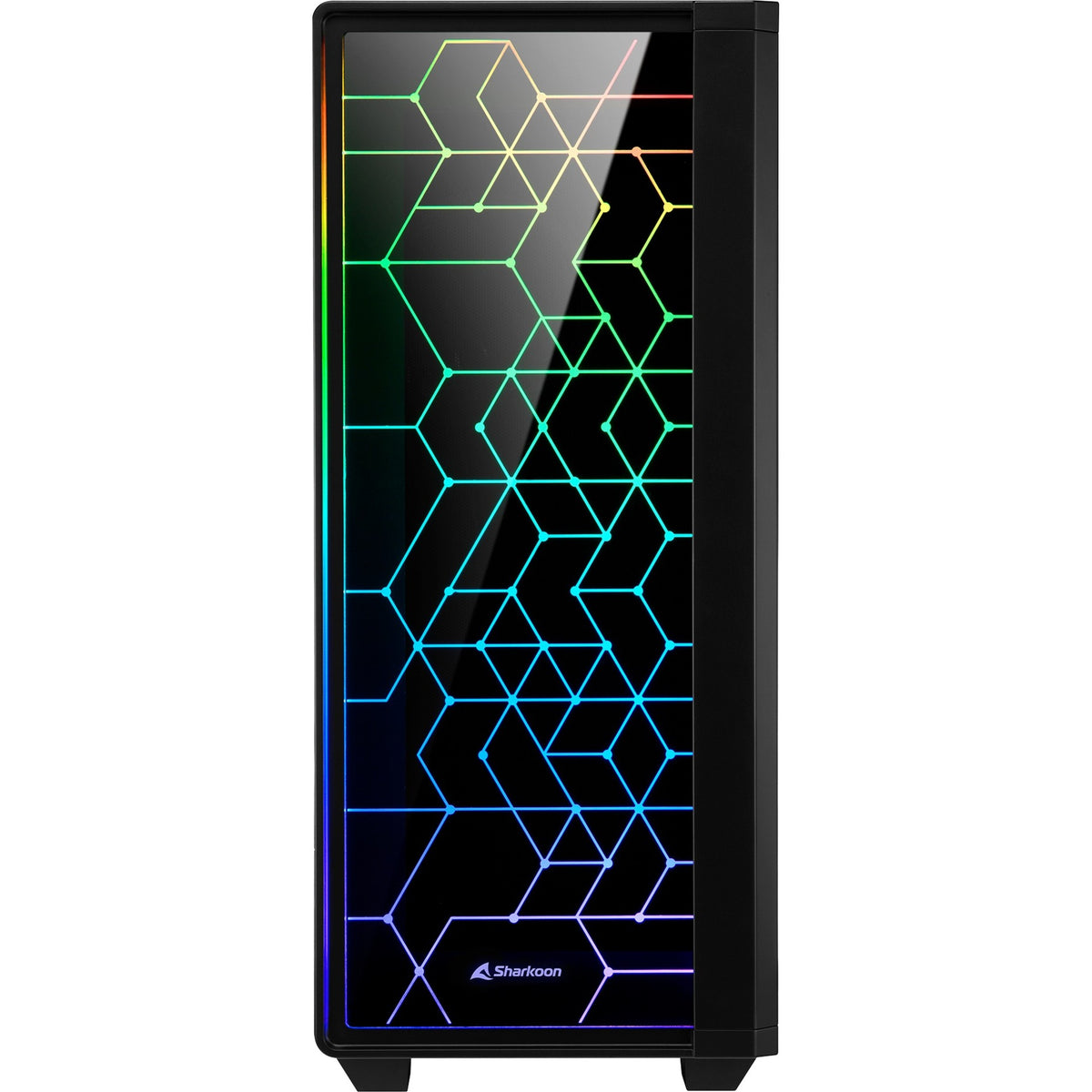 Boîtier tour midi Sharkoon rgb lit 100 (noir | 3x usb-a | rgb | fenêtre)