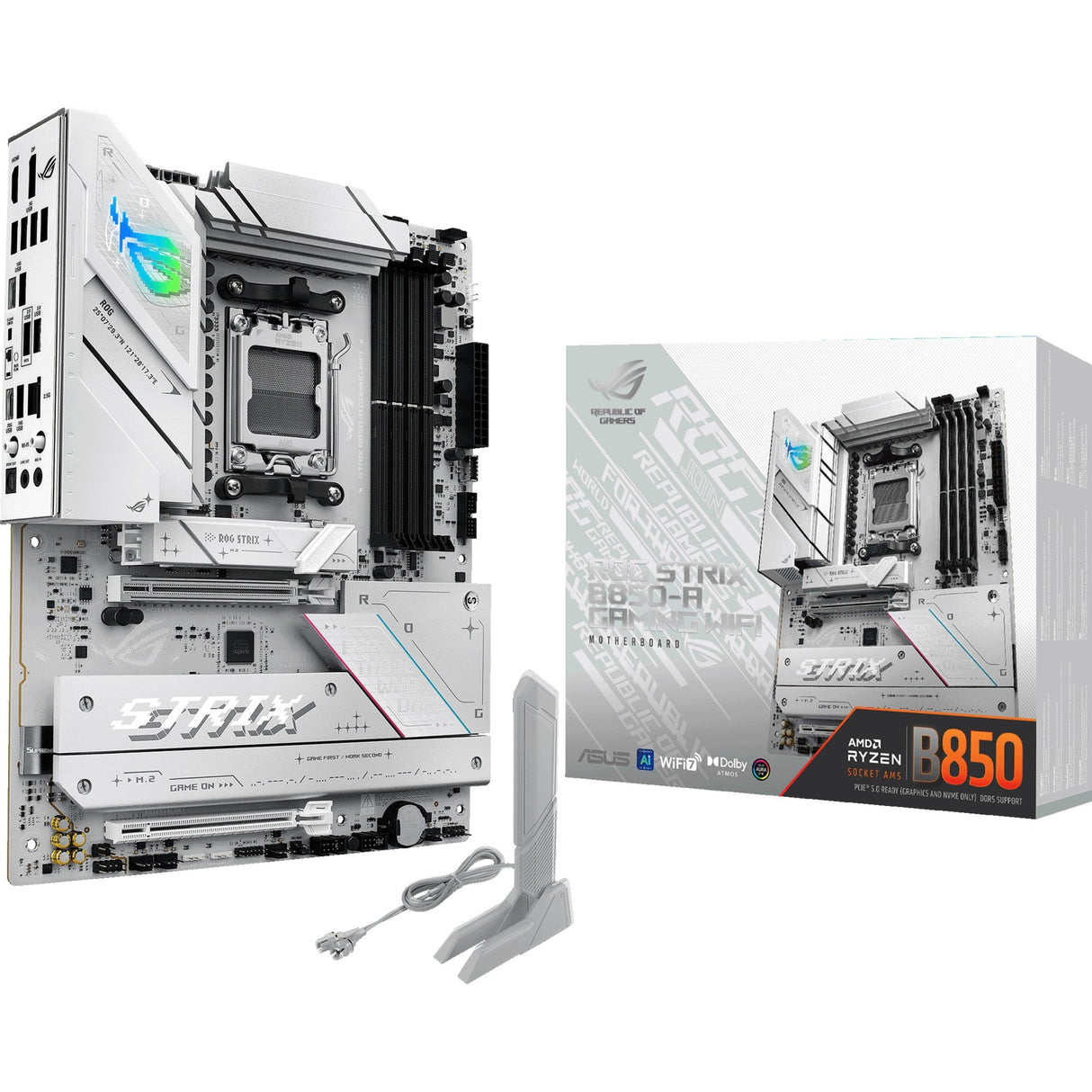 Carte mère Asus ROG Strix B850-A Gaming Wi-Fi Socket AM5 (blanc, 2,5 Go-LAN, Wi-Fi 7, BT, son, ATX)