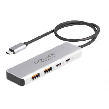 Delock Hub USB 10 Gbps USB-C Hub USB (gris, 2x USB-A 3.2 (10 Gbit s), 2x USB-C 3.2 (10 Gbit s))