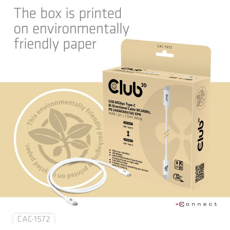 Club 3d USB-C 80 Gbit/s certifié 240 W 8 K 240 Hz.
