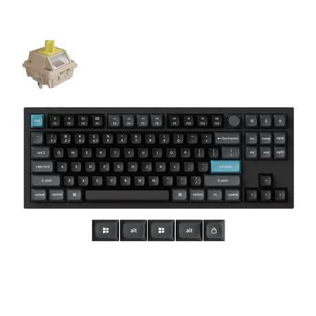 Clavier mécanique personnalisé sans fil Keychron q3 ultra-m4 8k (noir, disposition américaine (qwerty), banane à pompon de soie, 80 % (tkl), RVB, échange à chaud, 8k, 2,4 GHz | Bluetooth 5.2 | USB-C)