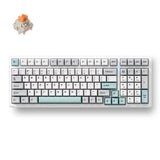 Mchose g98 pro gris bleu flamme orange sans fil tri-mode mécanique personnalisé, clavier de jeu (gris bleu, disposition américaine, orange flamme TTC, 98 %, RVB, échange à chaud, PBT double prise, Bluetooth USB-C sans fil)