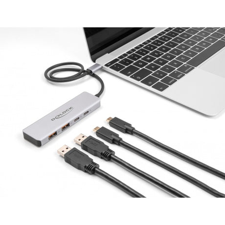 Delock Hub USB 10 Gbps USB-C Hub USB (gris, 2x USB-A 3.2 (10 Gbit s), 2x USB-C 3.2 (10 Gbit s))