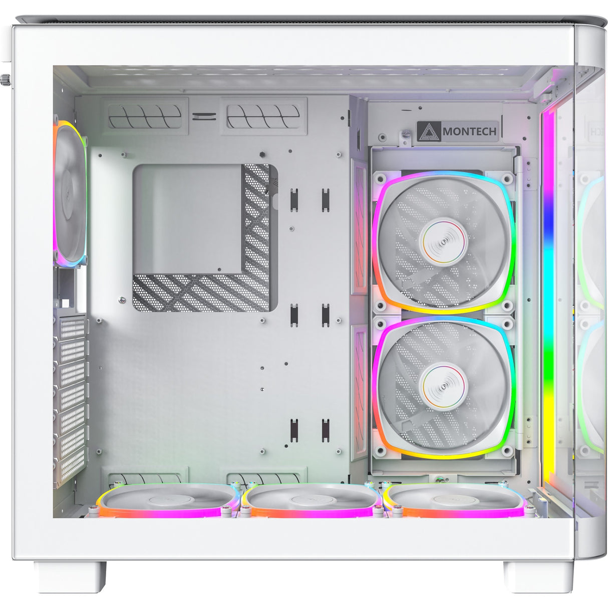 Boîtier tour midi Montech king 95 pro (blanc | 2x USB-A | 1x USB-C | RVB | verre trempé)