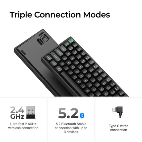 Keychron k2 ultra 8k wireless custom mechanical keyboard (zwart, us lay-out (qwerty), apex brown, 75%, rgb leds, osa double-shot pbt, usb-c | 2.4 ghz | bluetooth 5.2)