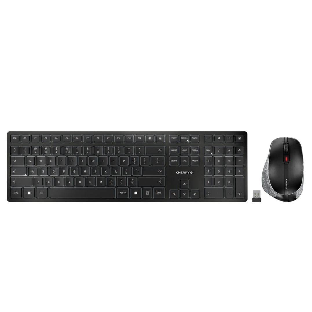 Cherry dw 9500 slim, ensemble de bureau (noir argenté, disposition européenne (qwerty), commutateurs à ciseaux, 3 000 dpi, Bluetooth 4.2 2,4 GHz)