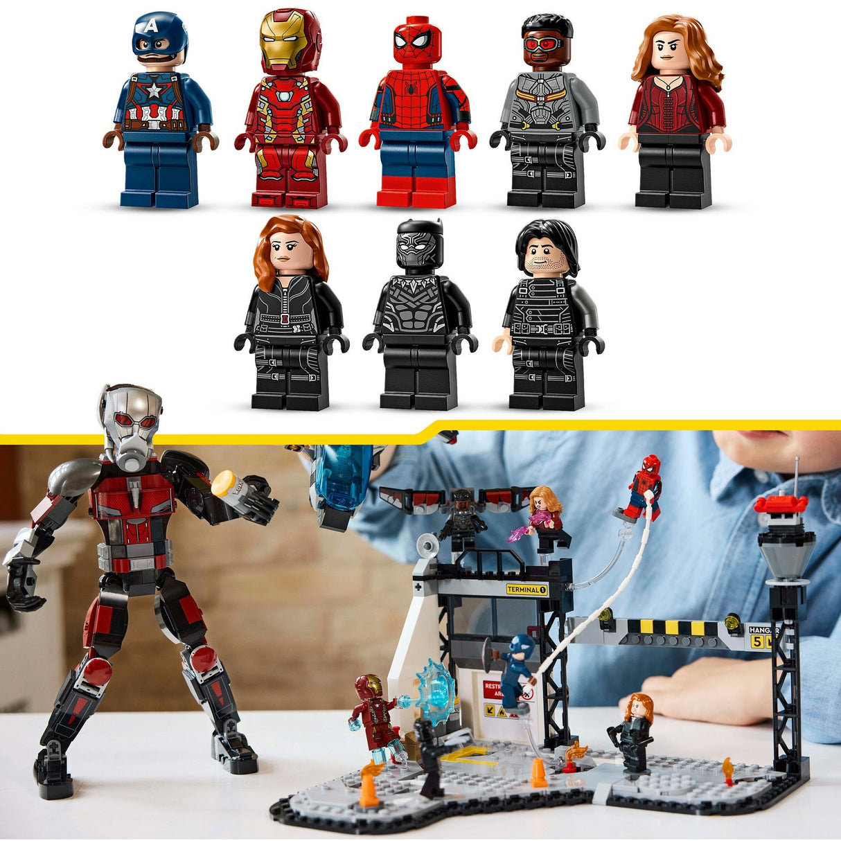 Lego super heros 76314 scène d'action de la guerre civile de Captain America
